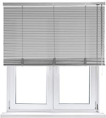 VIEWTEX | Persiana Veneciana de Aluminio 25mm Color Aluminio - 100x250 cm | Cordón y Bastón para Ajuste de Luz | Instalación en Pared o Techo | Fabricado en España | Garantía 5 Años