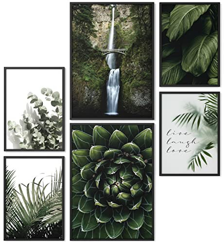 Papierschmiede® Mood Poster Set Wild Green, Bilder Wohnzimmer Deko Schlafzimmer, 2x DIN A4 und 4x DIN A5, Pflanzen Natur Grün - Wandposter ohne Rahmen