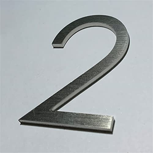 Placa Autoadhesiva 3D Casa NúMeros 6cm Acero Inoxidable Cepillado NúMero Adhesivo Puerta Metal Placas Letrero Digital BuzóN Calle Hotel Apartamento Interior Exterior (2)