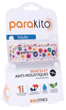 Parakito - Braccialetto anti-zanzare, ricaricabile, fiore adulto