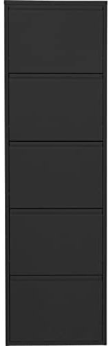 Kare Design Schuhschrank Caruso Schwarz, Metall, mit 5 Klappen, Schuhablage für 10 Paar Schuhe, schmal, platzsparend, hoch, Schuhregal, Eingangsbereich, 173x50x15 cm (H/B/T)