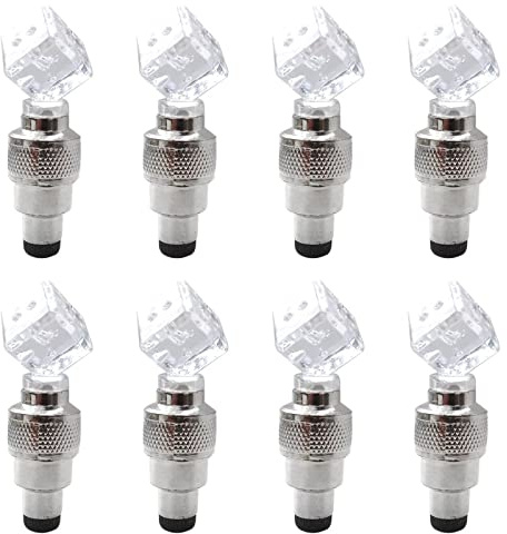 8 Pack Valve Stem LED Cap for Bike Bicycle Car Motorcycle Wheel Tire Light Lamp (Dice, Multicolored)