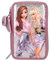 Depesche 12527 TOPModel Glitter Queen - Gefüllte 3-Fach Federtasche mit Druckknopf-Tasche aus Glitzerstoff, Federmäppchen mit Buntstiften, Lineal, Schere uvm.