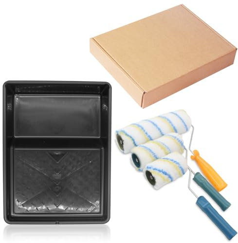 Lxoraziy 4er Farbroller Pinsel Set, Profiqualität Malerrolle, Streichen Zubehör für Farben, Lackrollen für Lacke, für Wandfarbe Walze Farbwalze(9/6/4Farbroller)