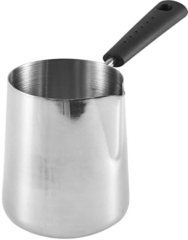 OVNSHVN Pot Chauffe-Beurre de Lait de 350 ML, CafetièRe Turque, Pot de Fonte de CuisinièRe en Acier Inoxydable avec Bec Verseur pour Le Thé, Chauffage