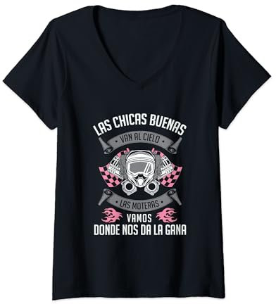 Mujer Chica Motera Motociclista Regalo Motorista Mujeres Camiseta Cuello V