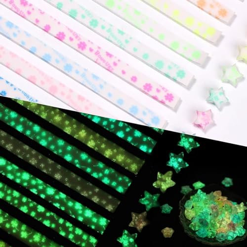 YOCDNOV Confezione da 210 Strisce di Carta per Stelle - Strisce di Carta per Stelle piegate, Stelle di Carta Fai-da-Te, progetti artistici Fai-da-Te, Materiali Artigianali (Si Illuminano al Buio)