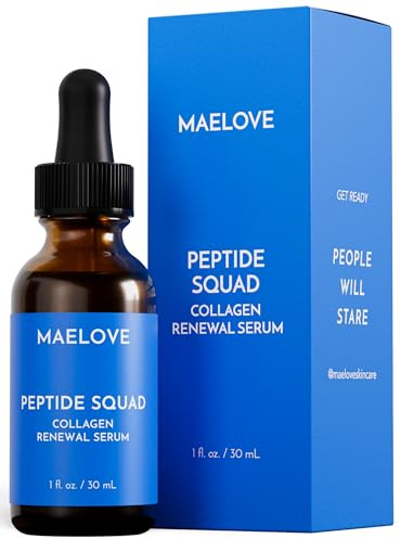 Peptid Squad Collagen förnyande serum, anti-åldrande serum för ansiktet med kopparpeptider, argireline och matrixyl 3000, fuktgivande serum med peptider för rynkor, fina linjer och
