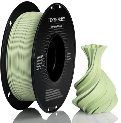 Matte PLA Filament 1.75mm, TINMORRY PLA 3D Druck Filament, Kompatibel mit Bambu Lab FDM 3D Drucker, 1 KG 1 Spule, Hellgrün