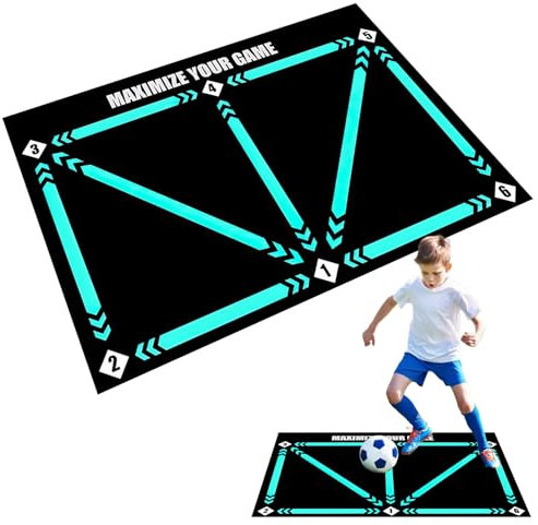 Pizens Tapis Foot Entrainement 90 x 60 cm, Tapis D'entraînement Football Antidérapant, Accessoires Football Dribble, Cadeau pour Les Amateurs et Enfant de Football (B)