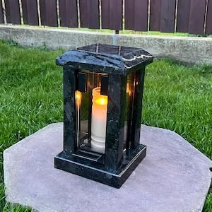 Granite Memorial Lantern | Candle Holder for Tombstone | Cemetery Candle Holder | Cemetery Decorations for The Grave