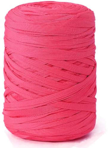 NOTIONSLAND 400 g stickgarn, tyg, virkgarn, för väska, korg, filt, heminredning, enfärgad, rosa, röd