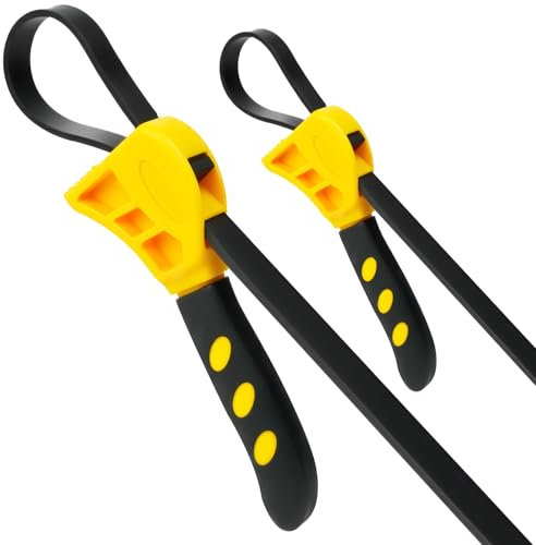 HOTUT Filtri Olio Chiave a Cinghia,2 Pezzi Chiave a Cinghia in Gomma,Chiave a Nastro Regolabile,Pinza Regolabile Universale per Apriscatole, Tubi, Filtro dell'olio, Soffione Doccia
