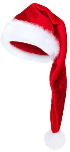 Lembeauty Gorro De Navidad 75 Cm Largo | Gorros Navideños de Terciopelo Suave para Adultos | Accesorio Unisex Para Fiestas De Invierno Fotos Carnival Celebración Festival Año Nuevo