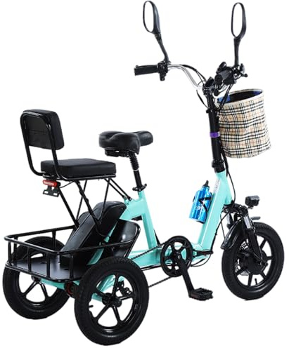 pedenencelia Electric Tricycle For Adults/Electric Trike, 12in Folding Fat Tire 3 Wheel, Range 45-70km, With Large Basket And 48v 10.4 Ah Removable Battery 3 Wheel Electric Bike Green