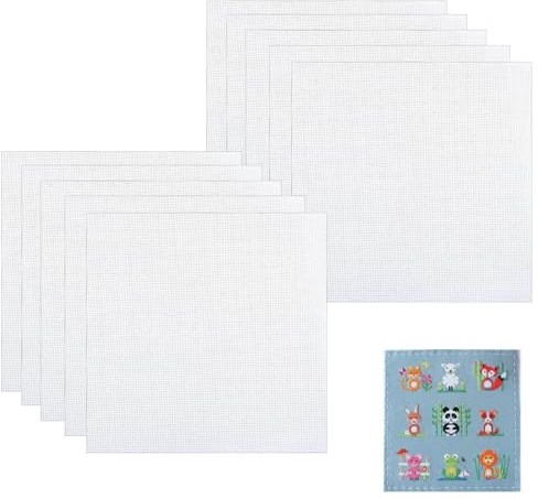 VPB Tela Aida in Plastica per Ricamo 20×20 cm – Set da 10 Pezzi, Canvas a Rete Bianca per Punto Croce, Uncinetto e Borse Fai da Te