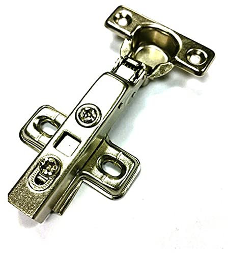Merriway BH06008 (2 Pcs) Soft Closing Clip-On Kitchen Cabinet Wardrobe Hinges, Zinc Plated, Full Overlay 26mm 95 Degree - Pack of 2 Pieces, Silver