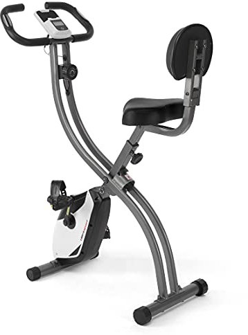 Ultrasport F-Bike Curved Heimtrainer Fahrrad Klappbar I Hometrainer Fahrrad Klappbar mit Komfort-Sattel I Ergometer Heimtrainer, Fitnessbikes, Trimmrad Heimtrainer Klappbar, Schwarz-Silber