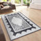 VIMODA Teppich kurzflor Moderner Orientteppich mit Glitzergarn in Grau Schwarz Weiß, für Wohnzimmer, Schlafzimmer, Maße:80x150 cm