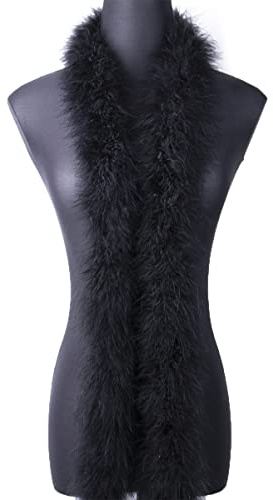 2 Yards 22g Black Fluffy Marabou Feather Boa for DIY Craft Sewing Trim Home Wedding Party Christmas Decoration