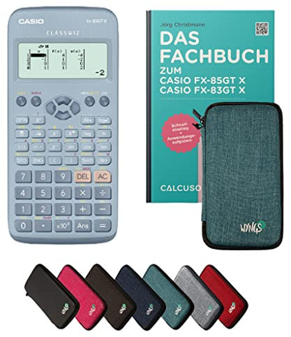 Casio fx-83GT X Incl. Funda Protectora Turquesa y Libro especializado (64 páginas, DIN A5) – Calculadora científica – Smart Set (Alemán)