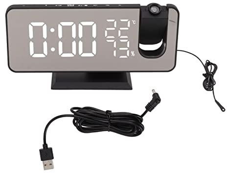 Haofy FM Radio LED Digital Reloj Despertador Inteligente LED Reloj Despertador de Proyección Digital para Dormitorio Mesita de Noche LED Reloj Despertador Digital (Letras Blancas)