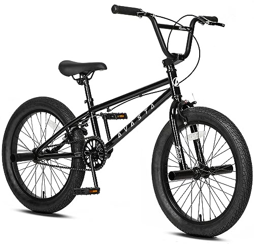 AVASTA Bicicleta BMX Freestyle Infantil de 20 Pulgadas para 6 7 8 9 10 11 12 13 14 años niños niñas y Principiantes, Negro