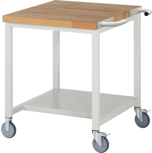 eurokraft | pro | Fahrbare Werkbank Serie 8 | Gestellbauweise | 1 Ablageboden | BxT 750 x 900 mm