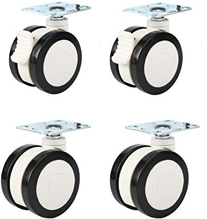 Rotelle girevoli per mobili da 4 pezzi, Rotelle mediche, Carico ruota singola 80 kg, Rotella girevole da 3 pollici, Rotella con freno, con piastra di montaggio superiore, per apparecchiature