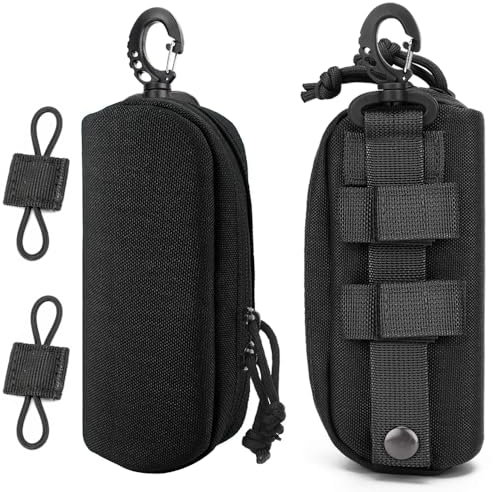 MUCHER 2 Pack Taktisches Brillenetui Molle Brillenetui Stoßfeste Schutzbox Tragbare Brillenetuis Brillen Mit 2 Stück Molle Tasche Schnalle für Outdoor Hiking Hunting Camping Training (Schwarz)