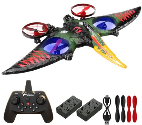 RC Flugzeug,2.4GHz Pterosaurier Dinosaurier Ferngesteuertes Flugzeugs Jet Fighter Quadcopter Flugzeugs mit 3D Flip Stunt Flugzeug Modell Spielzeug RFT Für Anfänger Kinder und Erwachsene (Grün)