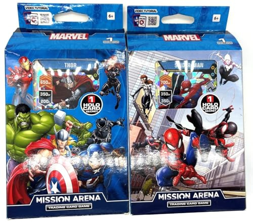 KAPTOYS MARVEL MISSION ARENA TRADING CARD GAME - BATTLE DECK (112 TRADING CARDS) Includes 2 Holo Shiny Cards & 110 Collectable Gaming Cards TO START 2 PLAYER GAME
