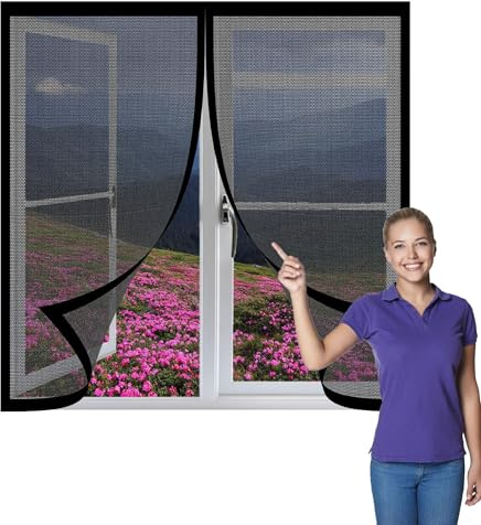 Zanzariera per Finestra Magnetica 207 x 240 cm Zanzariera per Finestra Rete Fine Anti Zanzare Resistente Traspirante Non Ho Più Fastidiosi Insetti in Casa, Nero