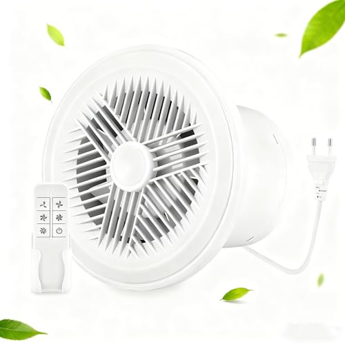 Nastopee badrumsfläkt med bakventil, 1,5 m EU-nätkabel, fjärrkontroll 5-växlad vindhastighetsstyrning, 100 mm diameter, för ventilation av badrum, kök, garage