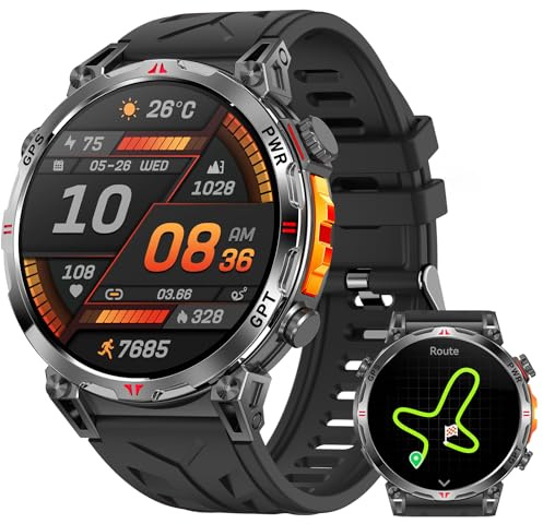 smartwatch uomo con GPS, bussola, chiamata Bluetooth, schermo Amoled da 1,56, orologio fitness con 107 modalità sportive, orologio sportivo per iOS/Android, quadrante AI, IP68, impermeabile
