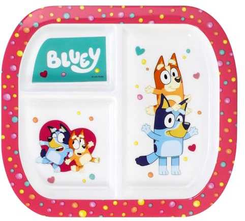 Bluey 3 Section Reusable Childrens Kids Toddlers Divided Breakfast Lunch Dinner Plate