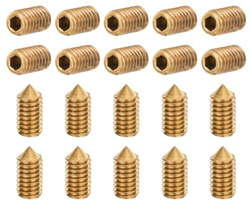 QUARKZMAN 20 Pezzi Viti Senza Testa M4x8mm Ottone Punta Conica A Esagono Interno Per Macchinari Riparazioni Domestiche E Accessori Colore Oro