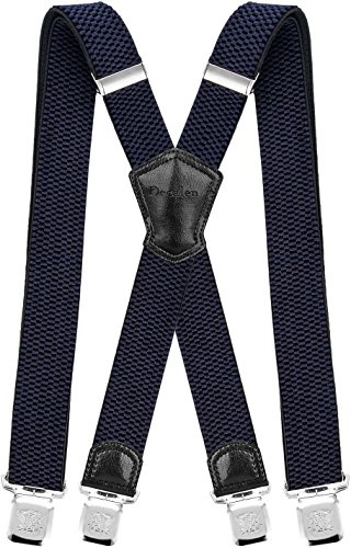 Decalen Bretelle Uomo Eleganti Extra Forte Clip Taglia Unica per Uomini e Donne Grandi e alti Larghezza Regolabile di 4 cm e Forma a X Elastica (Blu Navy)