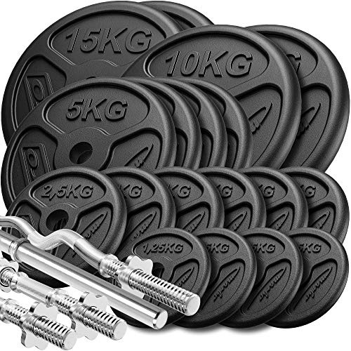 Marbo Sport verstärkte Hantelstange- und Hantelscheiben Set 113 kg