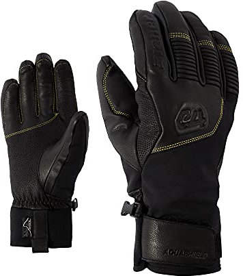 Ziener Herren Ganzenberg Ski-Handschuhe/Wintersport, wasserdicht, atmungsaktiv, Alpine Wool, Black.Citrus, 10,5