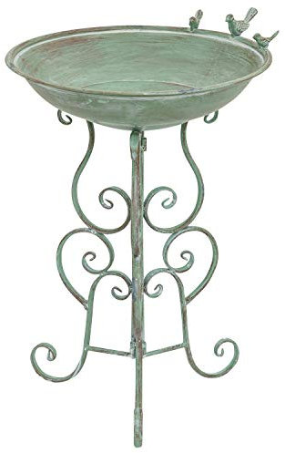 aubaho Vogeltränke Vogelbad Vogelbecken Garten Vogel Tränke Metall Antik-Stil grün 76cm Futterplatz