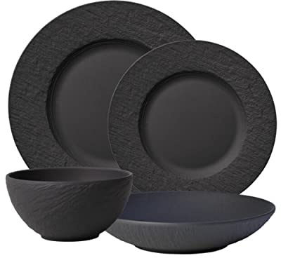 Villeroy & Boch Manufacture Rock 4-Piece Place Setting, Black
