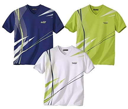 ATLAS FOR MEN - Lot de 3 Tee-Shirts Homme -T-Shirts à Manches Courtes - Disponible en Grandes Tailles du M au 5XL