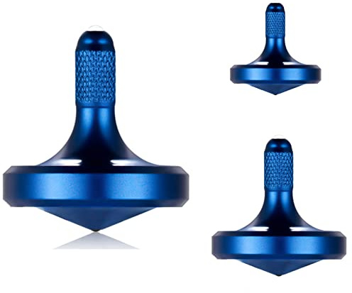 LOQATIDIS Snurrande topp i rostfritt stål, Fidget Toys för vuxna, välgjord, perfekt balanserad, lång snurrning, hjälper till att minska stress, ångest, dödar tid (3PCS L+M+S/Blue)