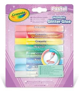 Crayola Pastel - Colle Glitter Lavable, Pack de 8 pièces, pour les Travaux manuels à l'École et pendant le Temps Libre, Couleurs Assorties Pastel