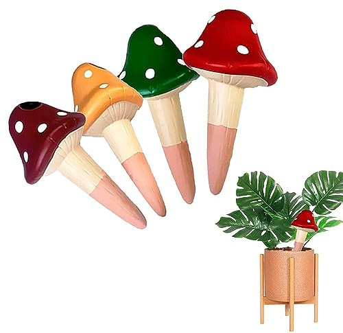 4 Stück Selbstbewässernde Spikes, Pilzförmige Pflanze Bewässerungskugeln, Tropfen für Bewässerung, Automatische Bewässerung Gerät, Gartenbewässerung für Indoor Outdoor Topf- und Hängepflanzen