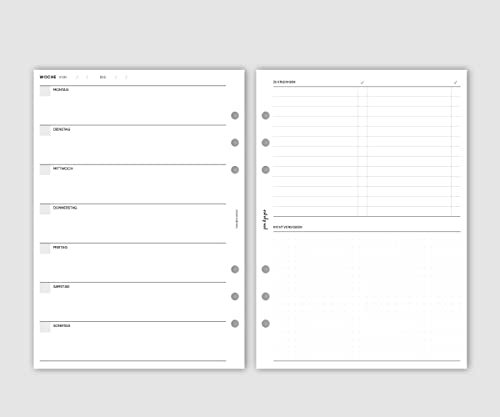 pen & pages® Kalender undatiert - Din A5-6 Löcher - A5 Organizer, Kalendereinlagen, Wochenkalender, Terminkalender, 14,8 x 21 cm … (1W1S)