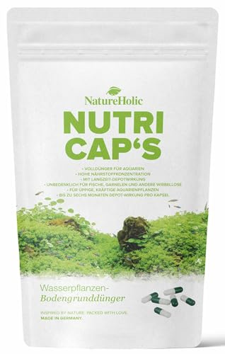 NatureHolic NutriCaps – grundgödsel för vattenväxter – fullgödsel för akvarier – hög näringskoncentration – ofarlig för fisk, räkor och andra ryggradsdjur