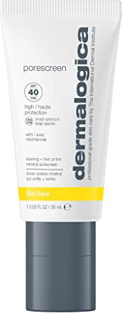 Dermalogica Porescreen - Protector solar mineral FPS 40 para la cara, protección solar y base para minimizar los poros con óxido de zinc, protección solar multifuncional antes del maquillaje