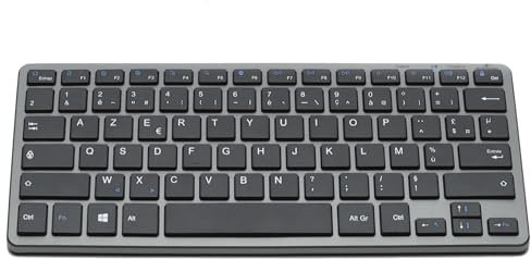 Bluestork - Teclado inalámbrico Bluetooth, Mini Teclado francés Azerty, Teclado Ligero silencioso, Teclado Bluetooth 90h de autonomía, Recargable USB C, 14 accesos directos Multimedia, Negro